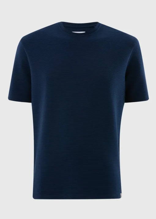 Navy Ribbed Texture T-Shirt