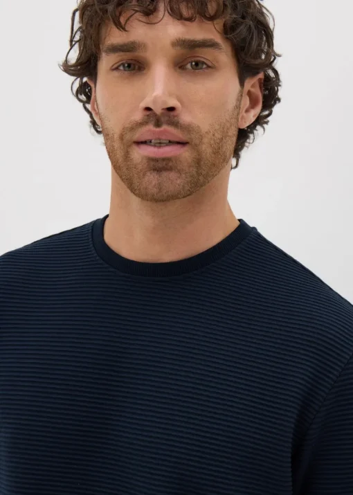 Navy Ribbed Texture T-Shirt