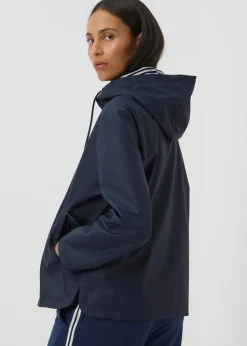 Navy Rubberised Showerproof Short Parka Coat
