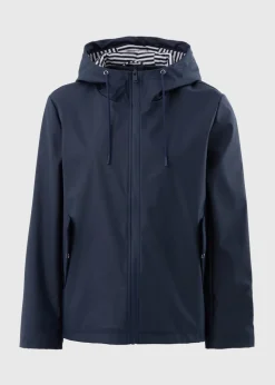 Navy Rubberised Showerproof Short Parka Coat