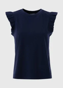 Navy Ruffle Sleeve T-Shirt