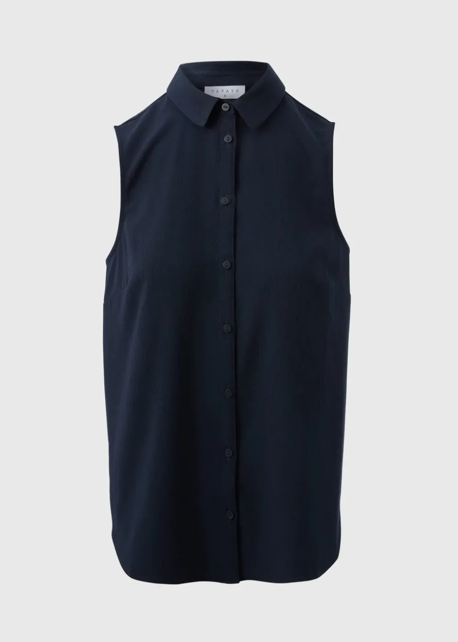 Navy Sleeveless Shirt