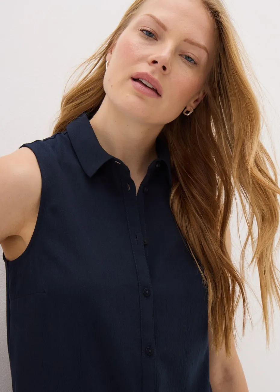 Navy Sleeveless Shirt