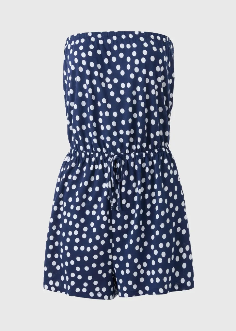 Navy Spot Print Playsuit
