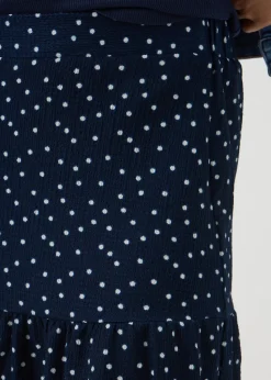 Navy Spot Textured Mini Skirt