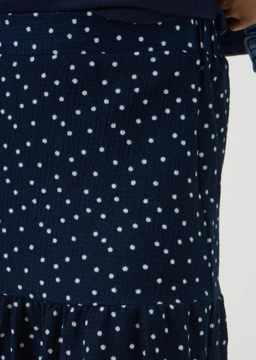 Navy Spot Textured Mini Skirt