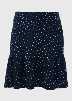 Navy Spot Textured Mini Skirt
