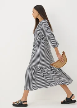 Navy Stripe Midi Shirt Dress