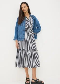 Navy Stripe Midi Shirt Dress