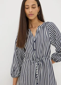 Navy Stripe Midi Shirt Dress