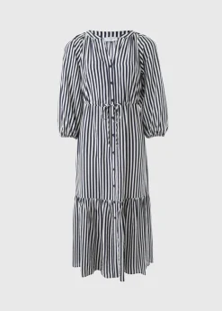 Navy Stripe Midi Shirt Dress