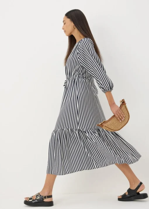 Navy Stripe Midi Shirt Dress