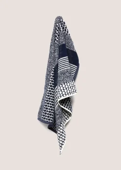Navy Stripe Patterned Towel