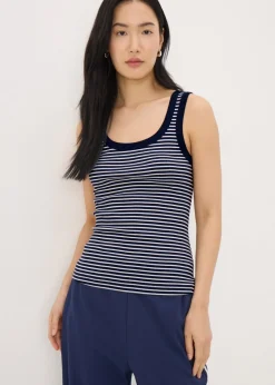 Navy Stripe Scoop Vest Top