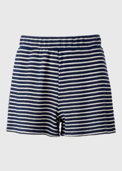 Navy Stripe Textured Co Ord Shorts