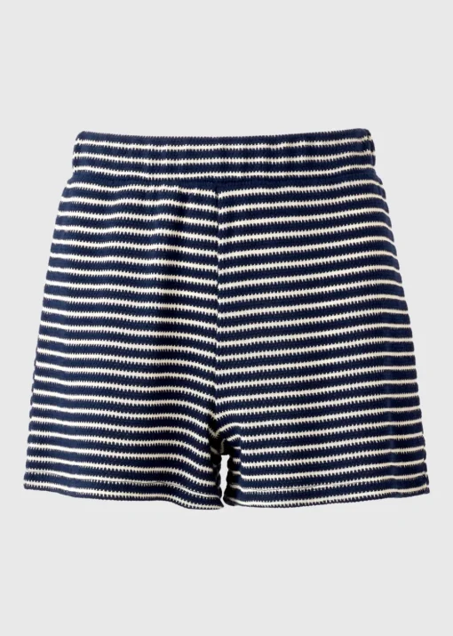 Navy Stripe Textured Co Ord Shorts