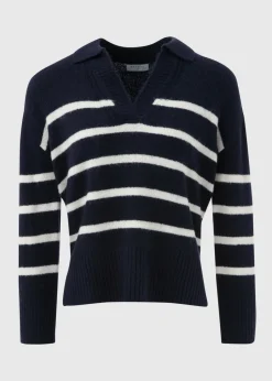 Navy Stripe V-Neck Jumper