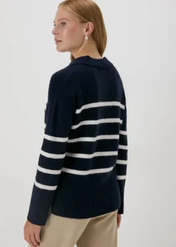 Navy Stripe V-Neck Jumper