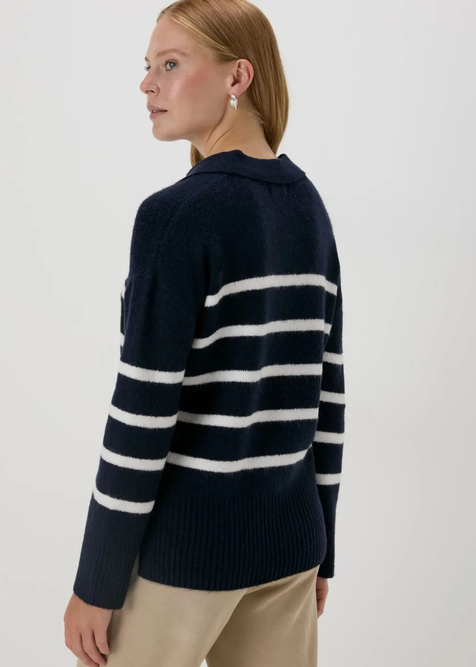 Navy Stripe V-Neck Jumper
