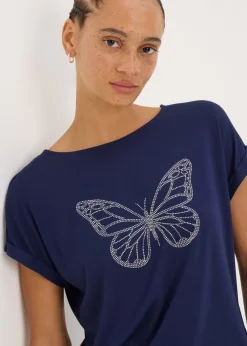 Navy Studded Butterfly T-Shirt