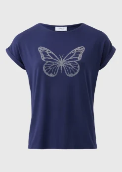 Navy Studded Butterfly T-Shirt