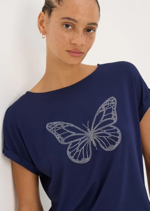 Navy Studded Butterfly T-Shirt