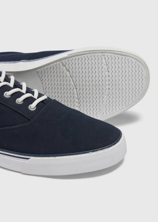 Navy Suede Canvas Pumps