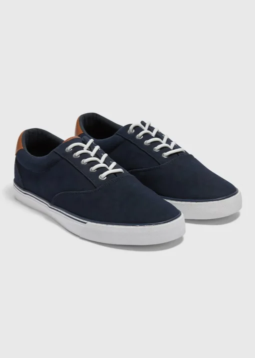 Navy Suede Canvas Pumps