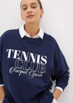 Navy Tennis Slogan Sweatshirt