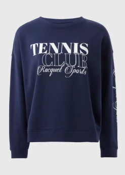Navy Tennis Slogan Sweatshirt