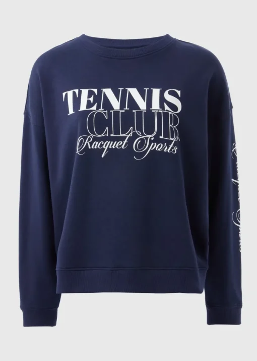 Navy Tennis Slogan Sweatshirt