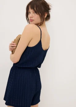 Navy Textured Playsuit