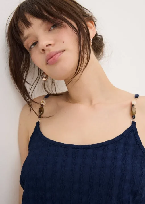 Navy Textured Playsuit