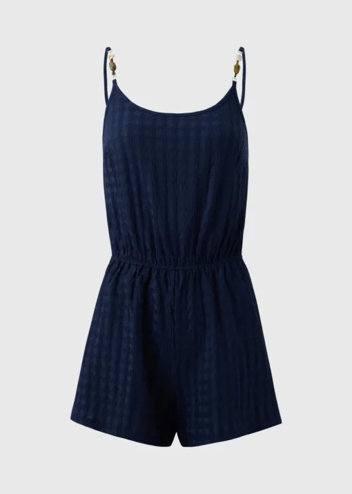 Navy Textured Playsuit