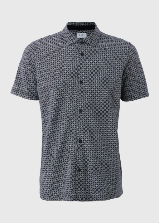 Navy Tile Print Shirt