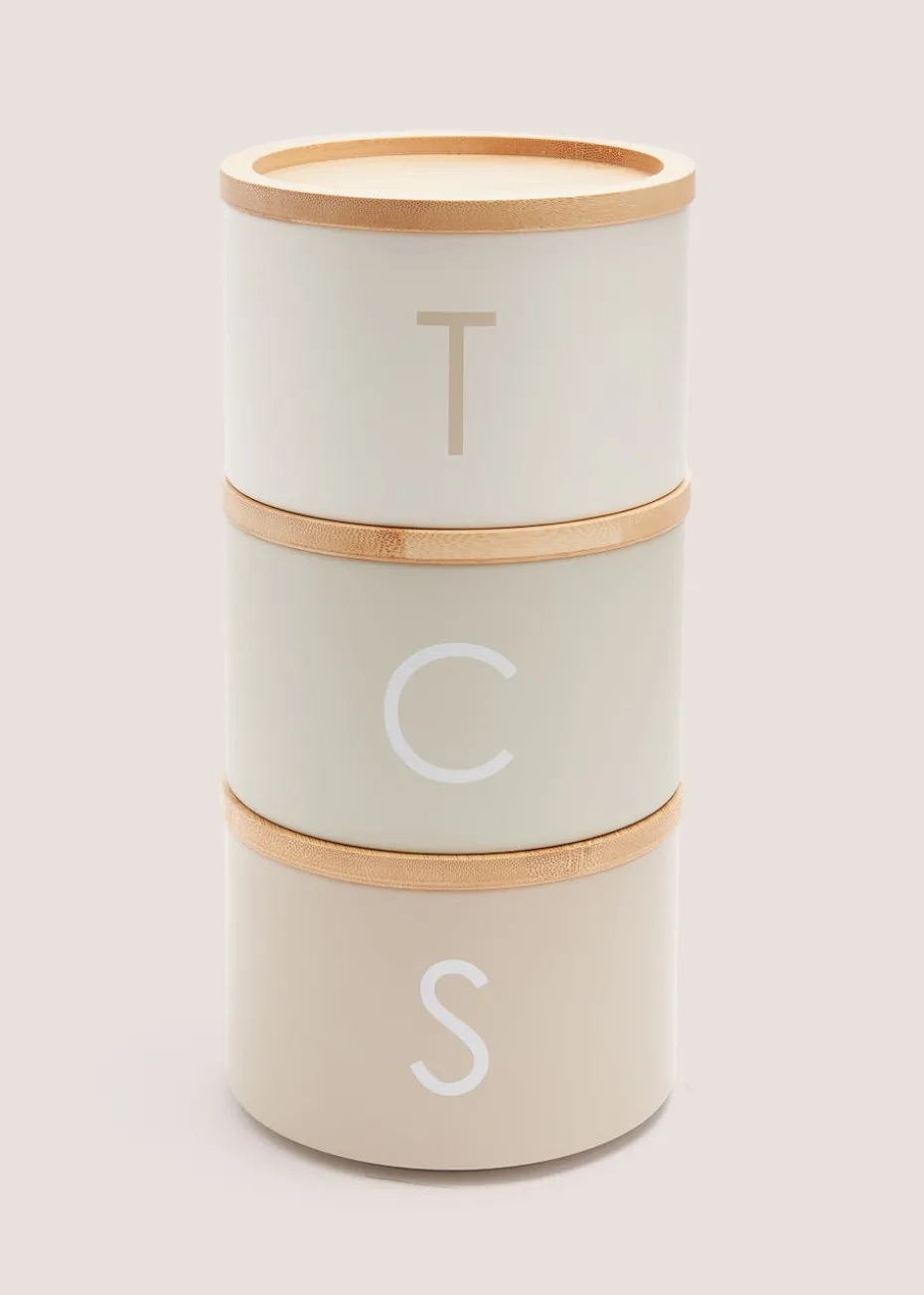 Neutral Metal Tea Coffee & Sugar Stackable Canisters