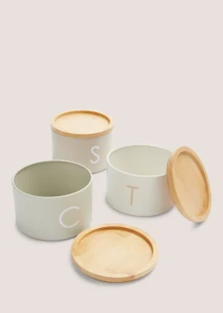 Neutral Metal Tea Coffee & Sugar Stackable Canisters