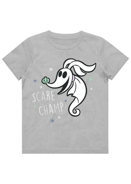 Nightmare Before Christmas Kids Grey Scare Champ T-Shirt (3-12yrs)