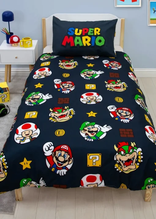 Nintendo Black Blackened Duvet Cover Set