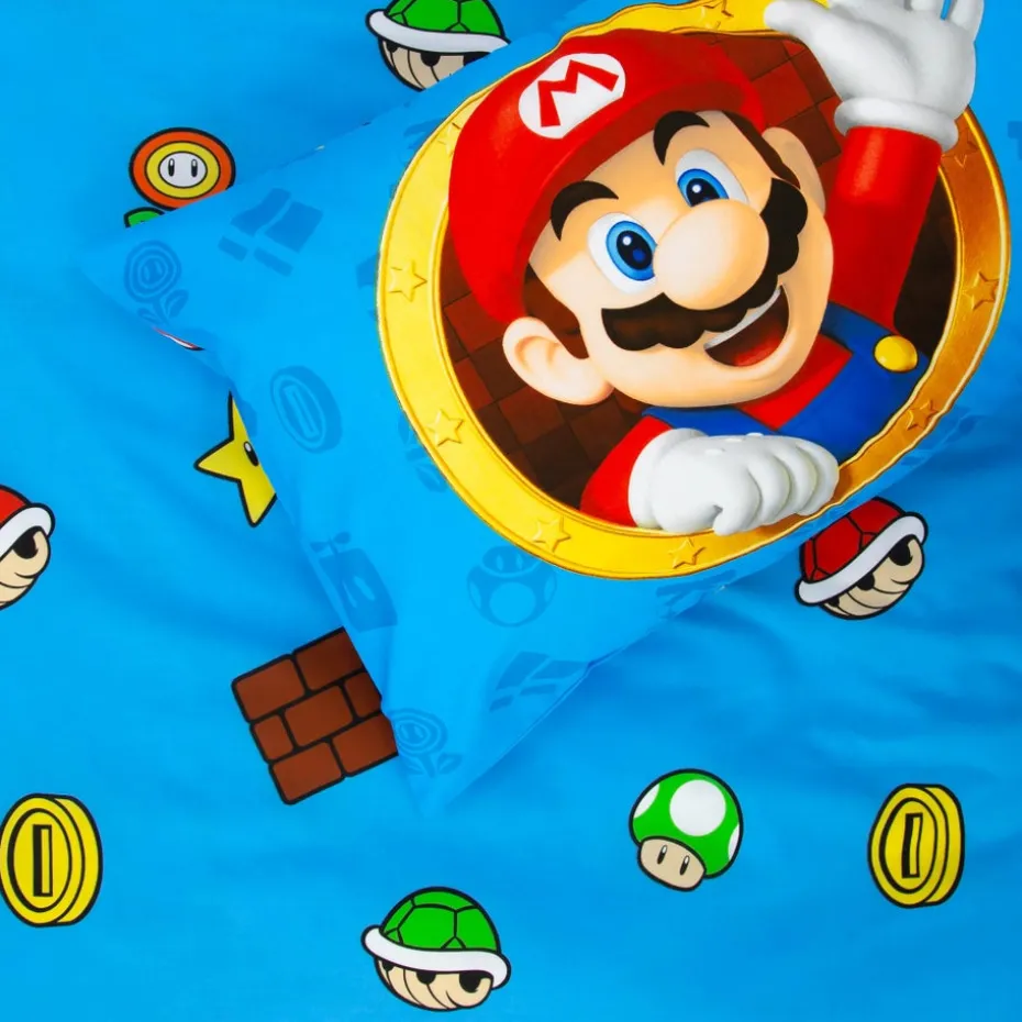 Nintendo Blue Splitter Polycotton Duvet Set