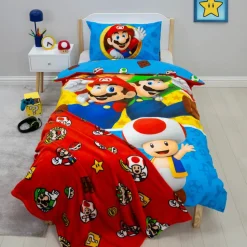 Nintendo Blue Splitter Polycotton Duvet Set