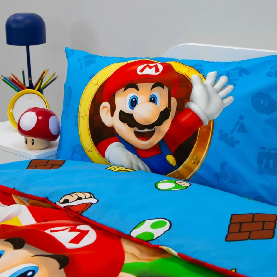 Nintendo Blue Splitter Polycotton Duvet Set