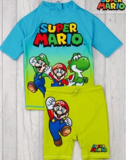 Nintendo Boys Blue Mario & Luigi 2 Piece Swim Set (3-12 Years)