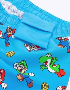 Nintendo Super Mario Character Kids Blue Swim Shorts (3-14 Years)