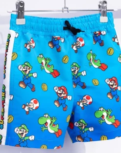 Nintendo Super Mario Character Kids Blue Swim Shorts (3-14 Years)