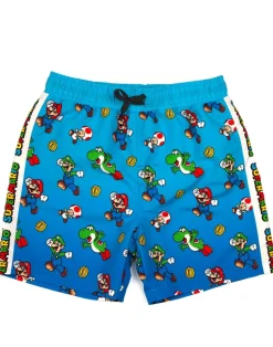 Nintendo Super Mario Character Kids Blue Swim Shorts (3-14 Years)