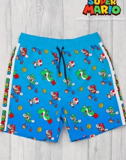 Nintendo Super Mario Character Kids Blue Swim Shorts (3-14 Years)