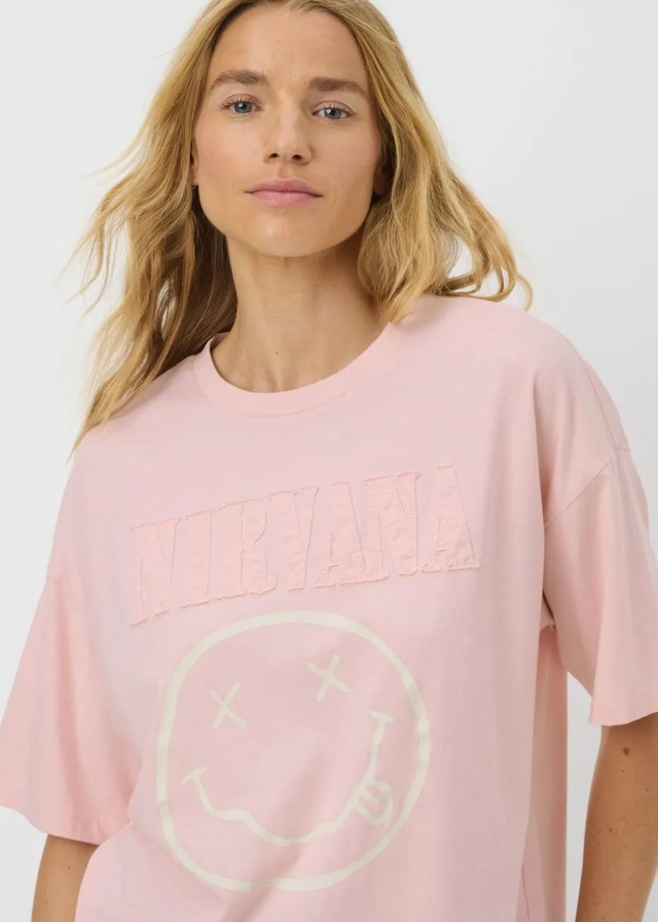 Nirvana Pink Frayed Graphic Box Fit T-Shirt