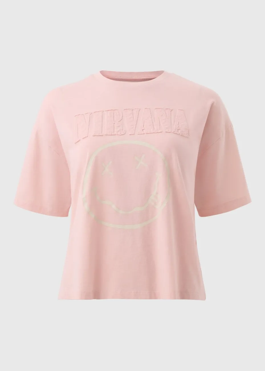 Nirvana Pink Frayed Graphic Box Fit T-Shirt