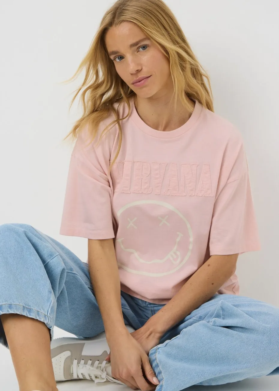 Nirvana Pink Frayed Graphic Box Fit T-Shirt